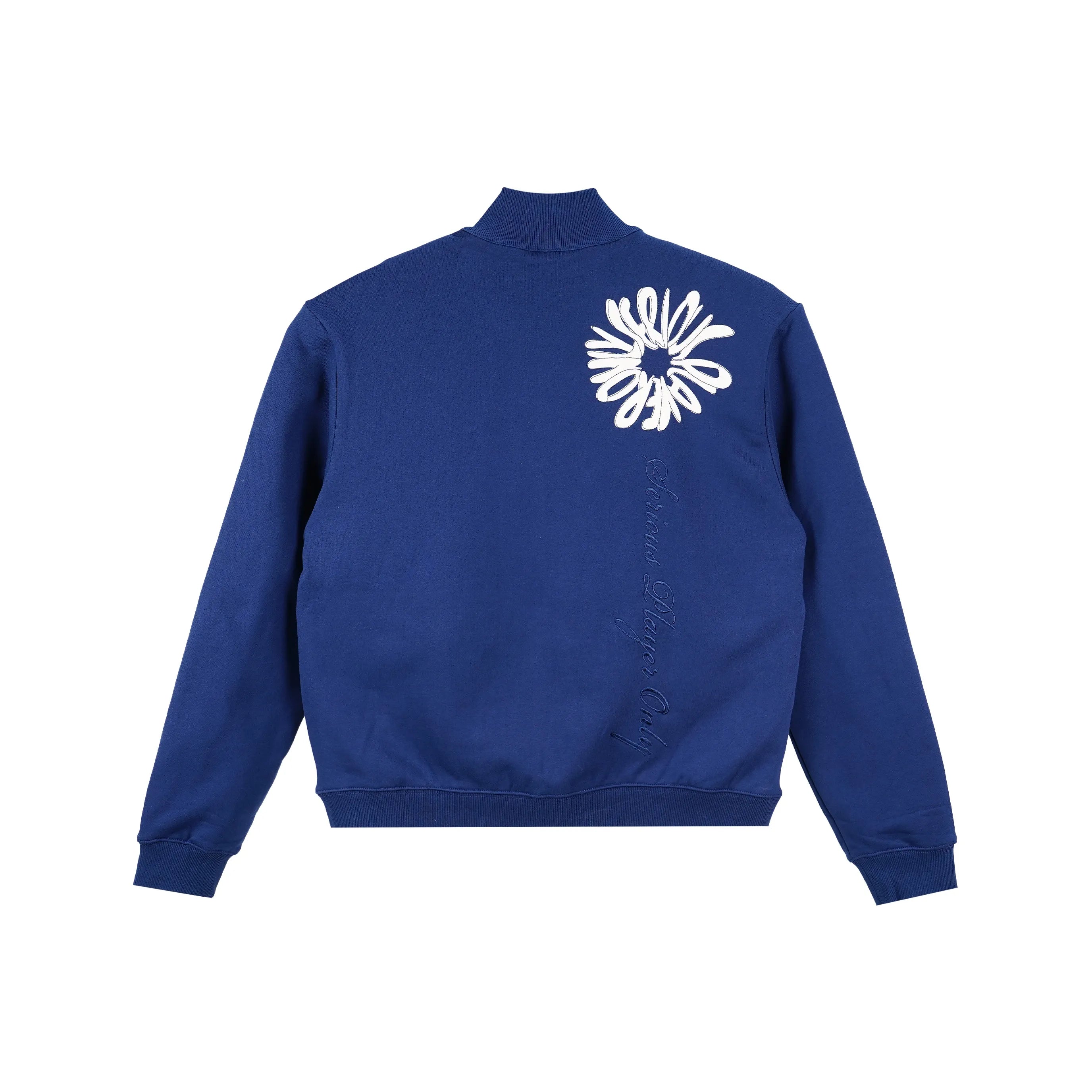 Serious Player Only Zip Up Crewneck Sweatshirt Navy Blue