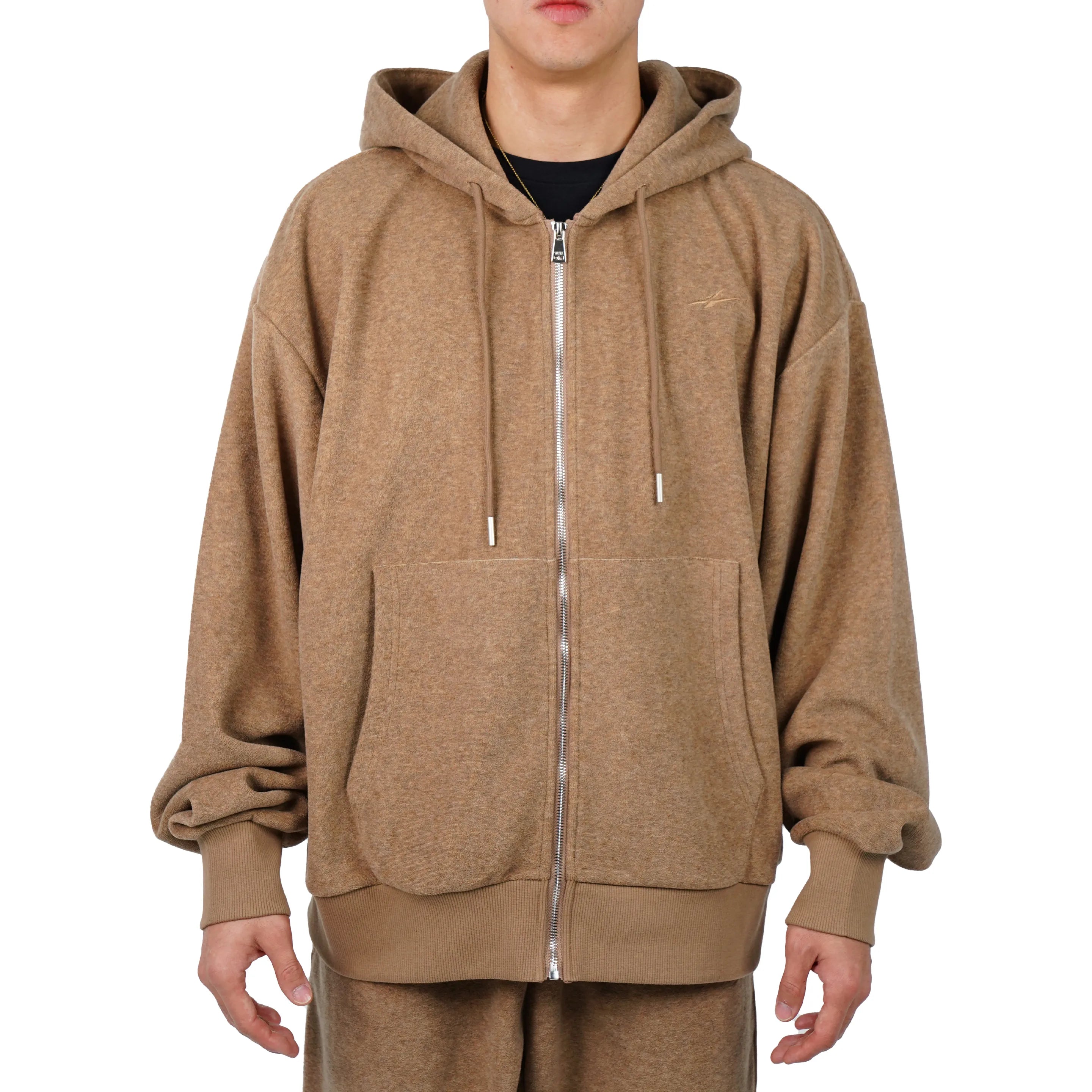 Serious Player Only Zip Up Terry Hoodie-pearl Brown