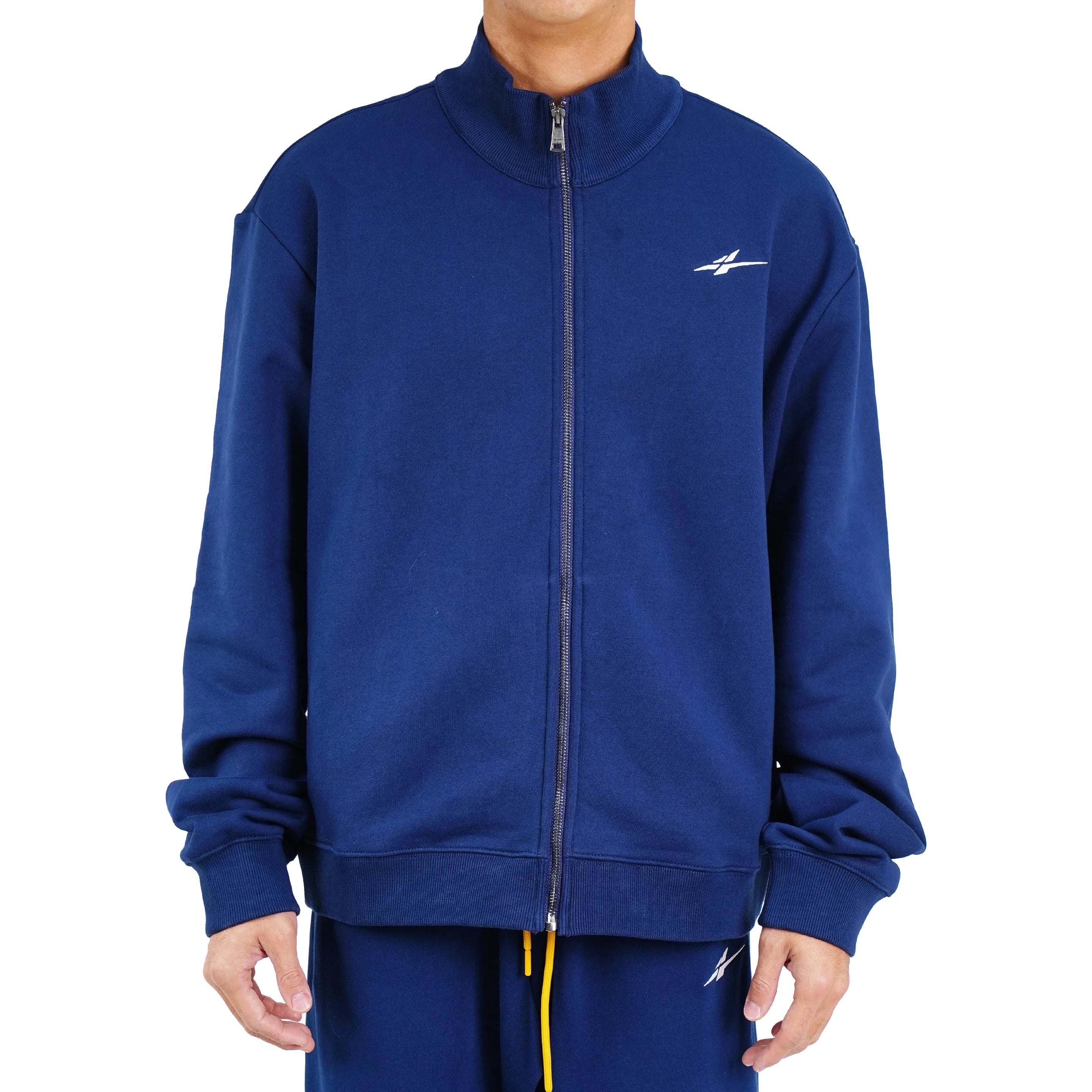 Serious Player Only Zip Up Crewneck Sweatshirt Navy Blue