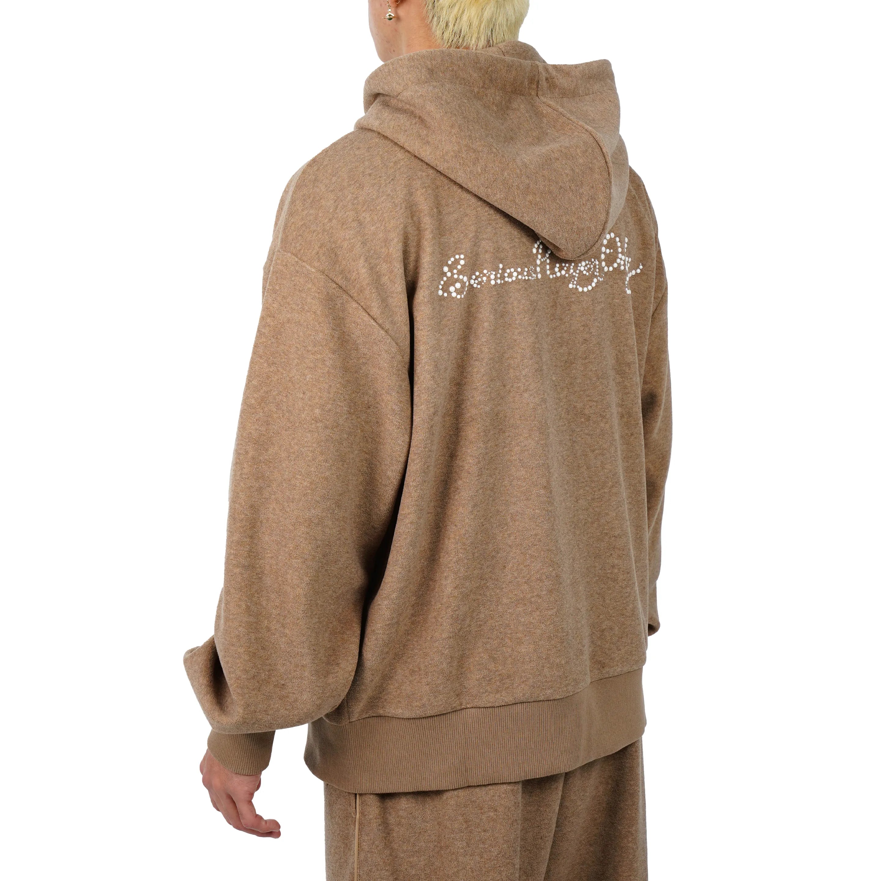 Serious Player Only Zip Up Terry Hoodie-pearl Brown