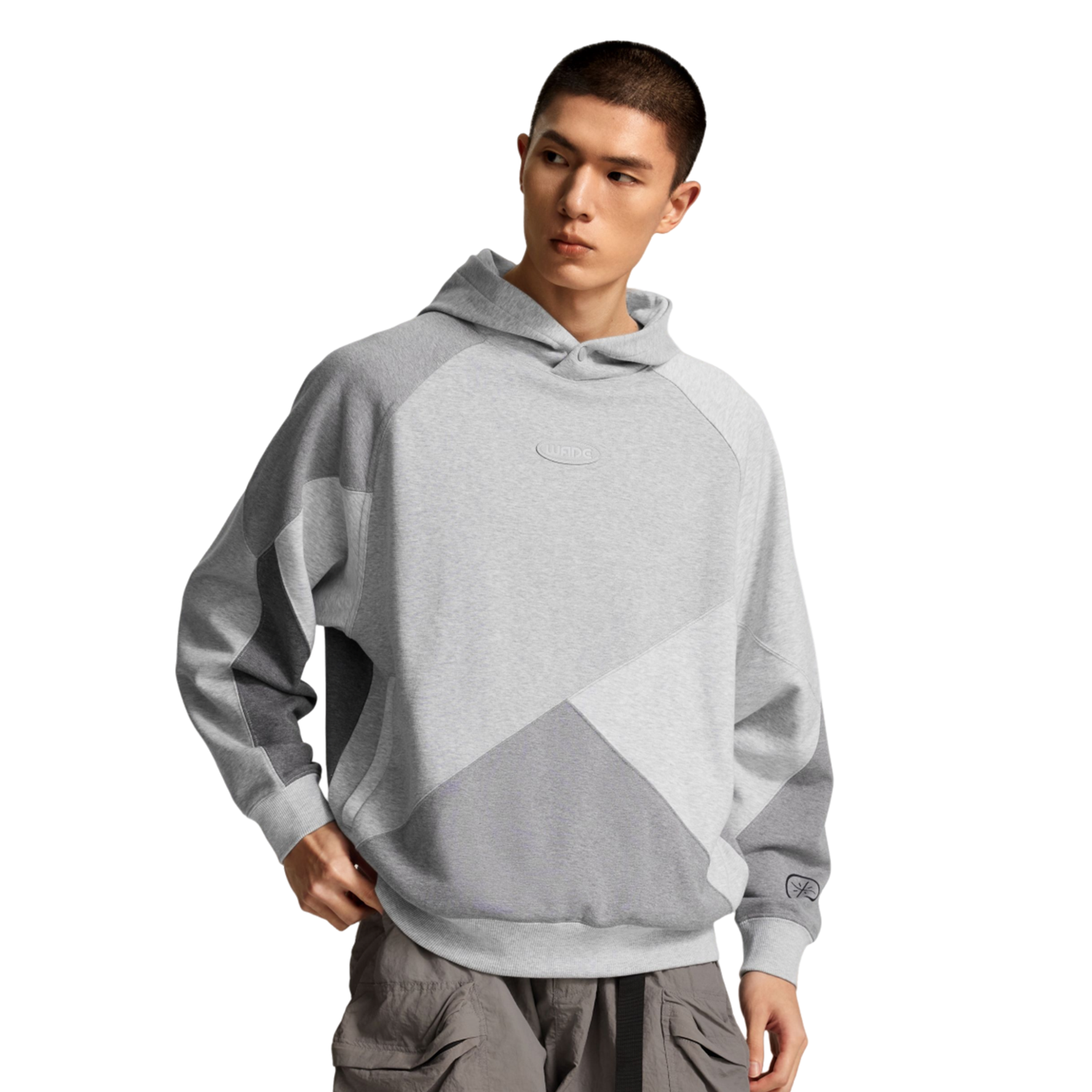 LINING Sweatshirts Men's Heather Gray Patchwork - Kicksown store