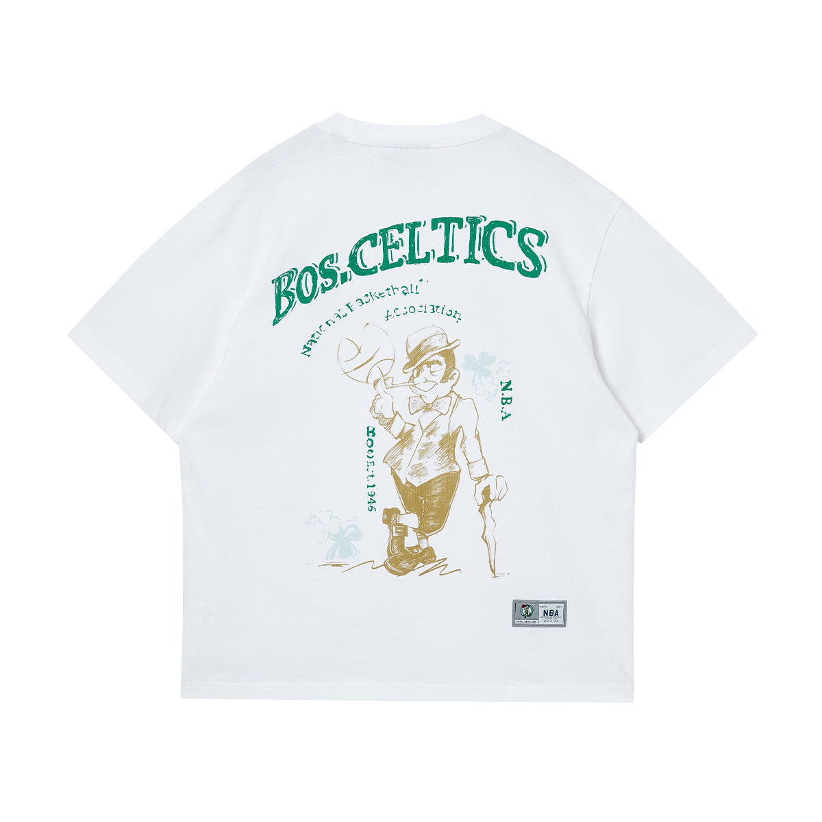 JACK JONES x NBA 中性款 Crewneck Short 護臂 Tee 'Celtics'
