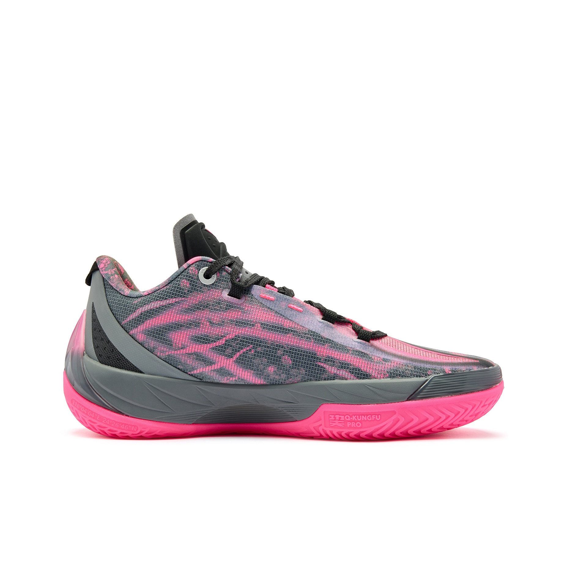 QIAODAN Venom Fangs 3.5 'Coal Gris Neon Rosa'
