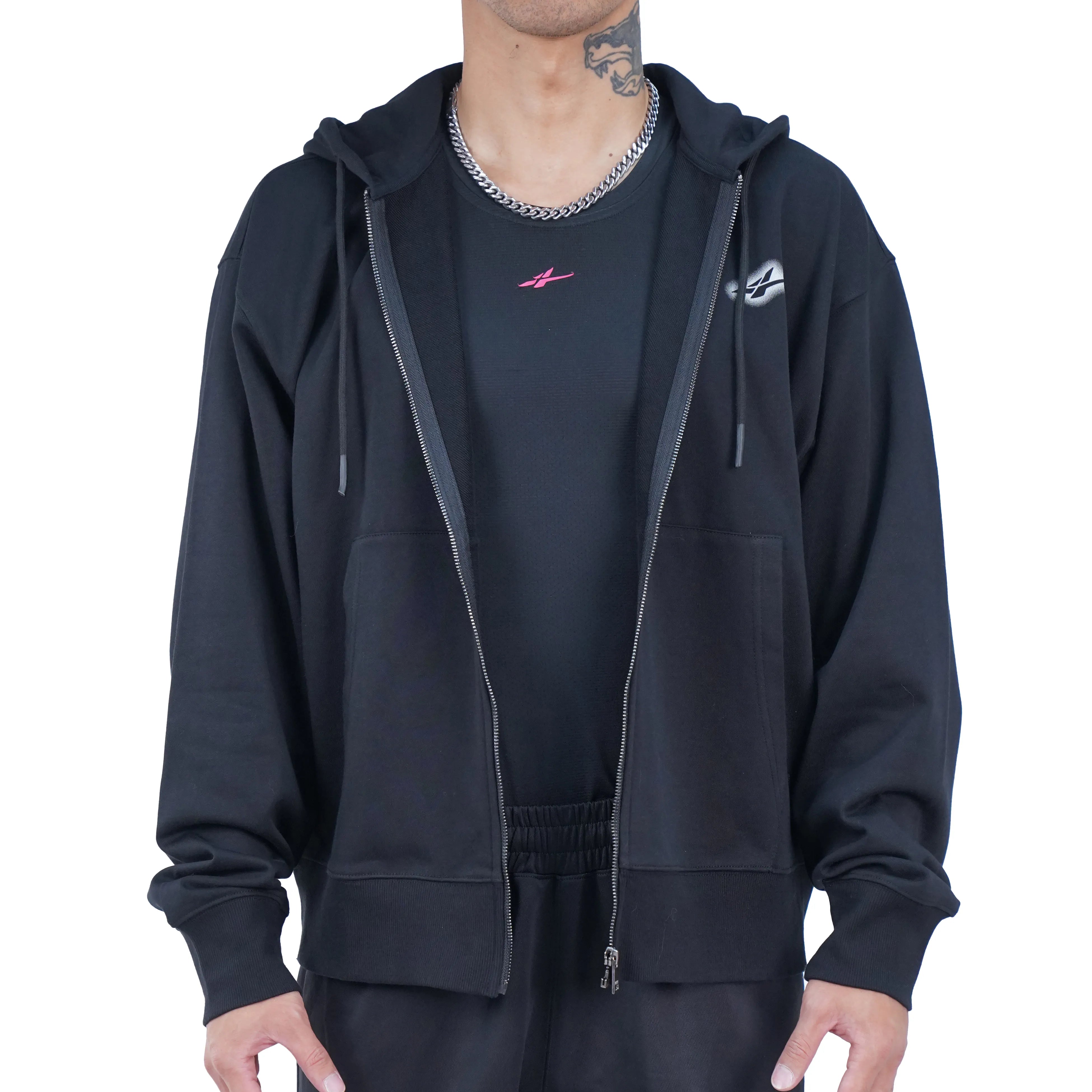 Serious Player Only Lightweight Zip Up Hoodie Black