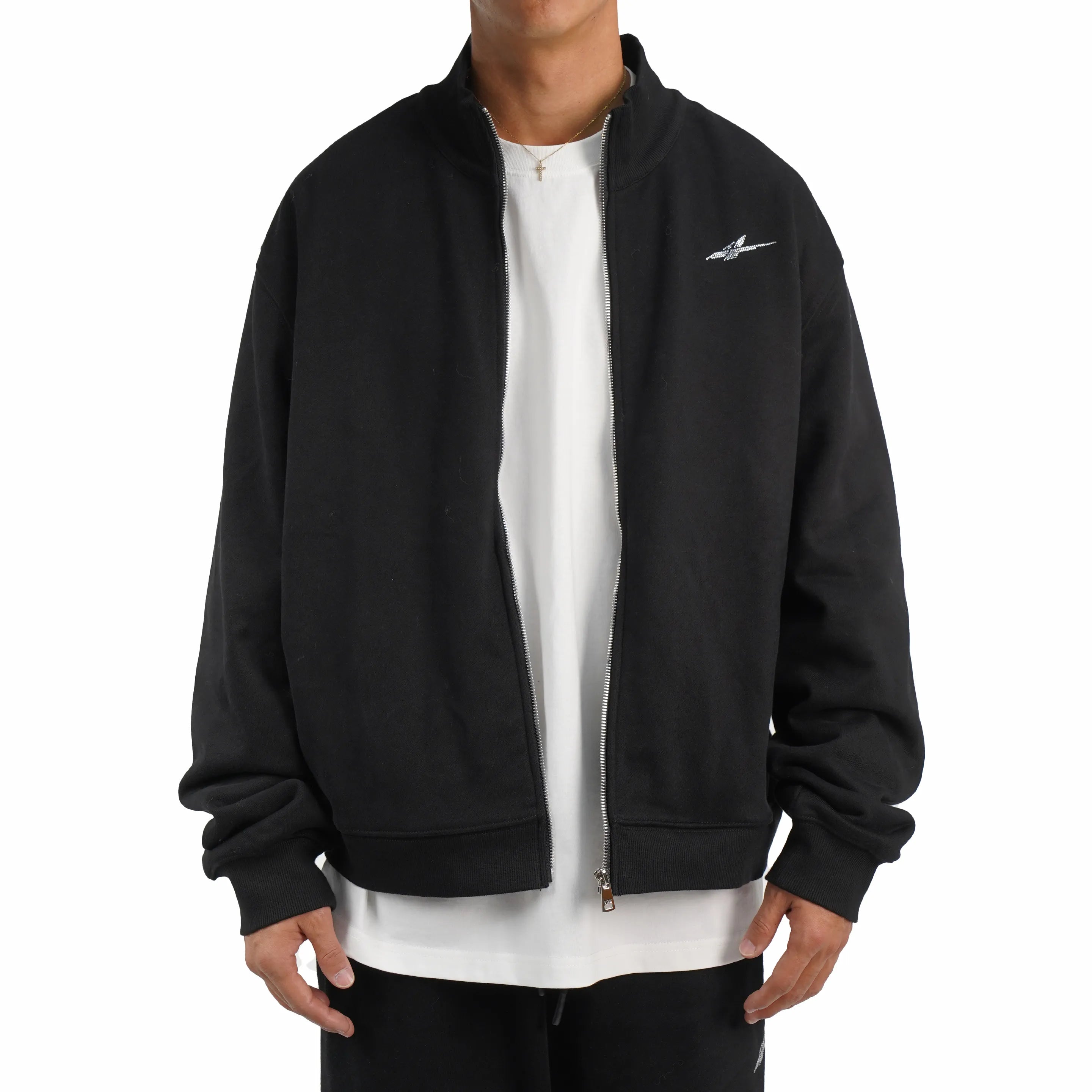 Serious Player Only Zip Up Crewneck Sweatshirt-Diamond Black