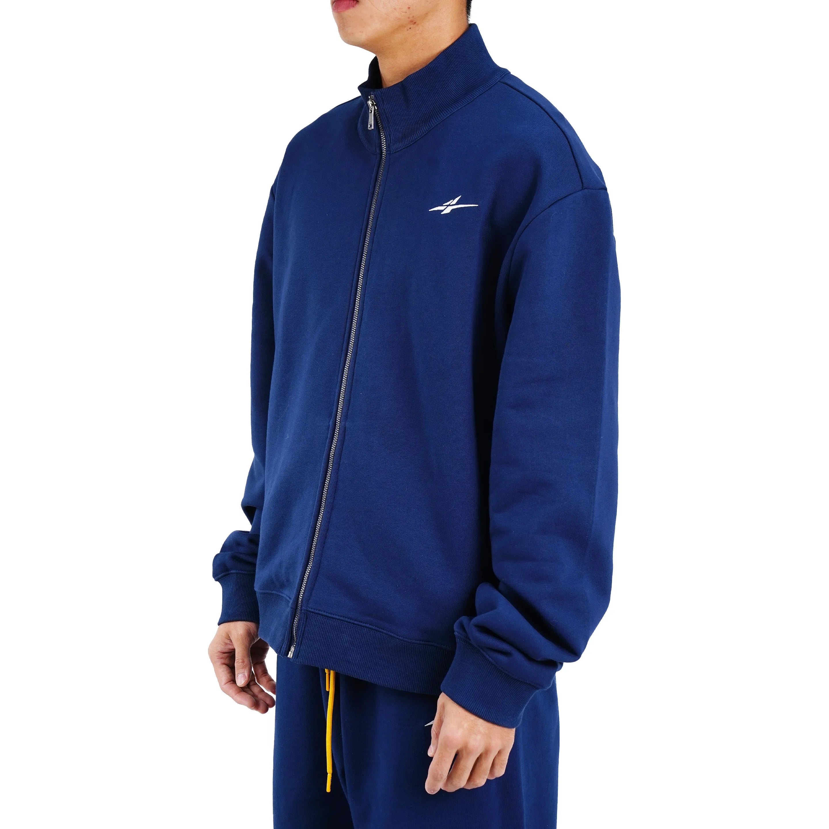 Serious Player Only Zip Up Crewneck Sweatshirt Navy Blue