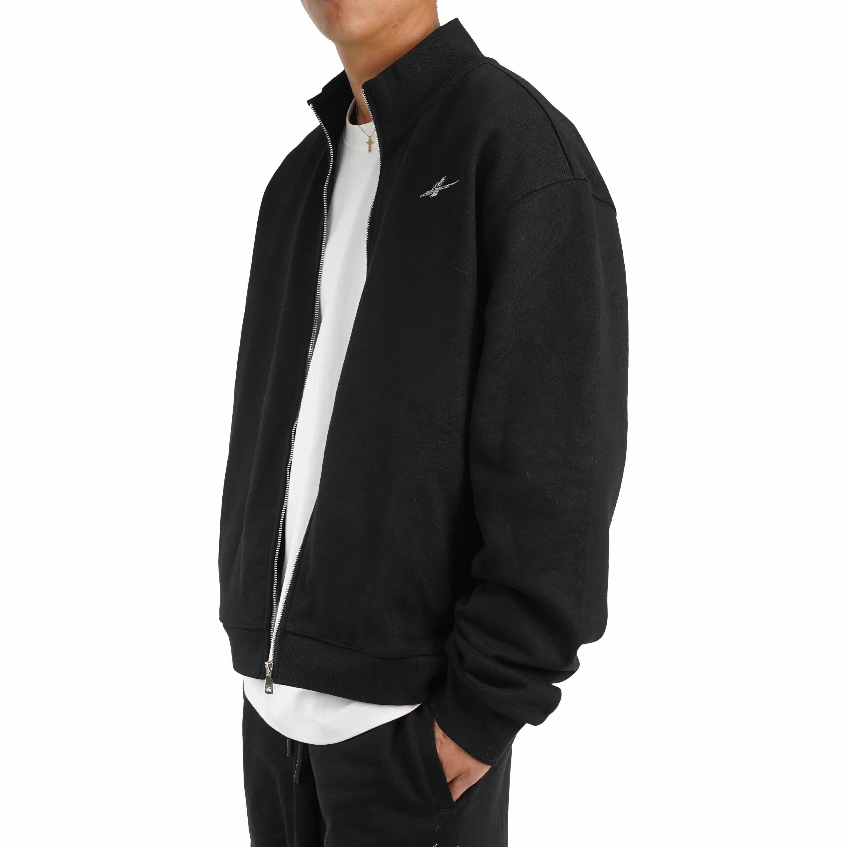 Serious Player Only Zip Up Crewneck Sweatshirt-Diamond Black