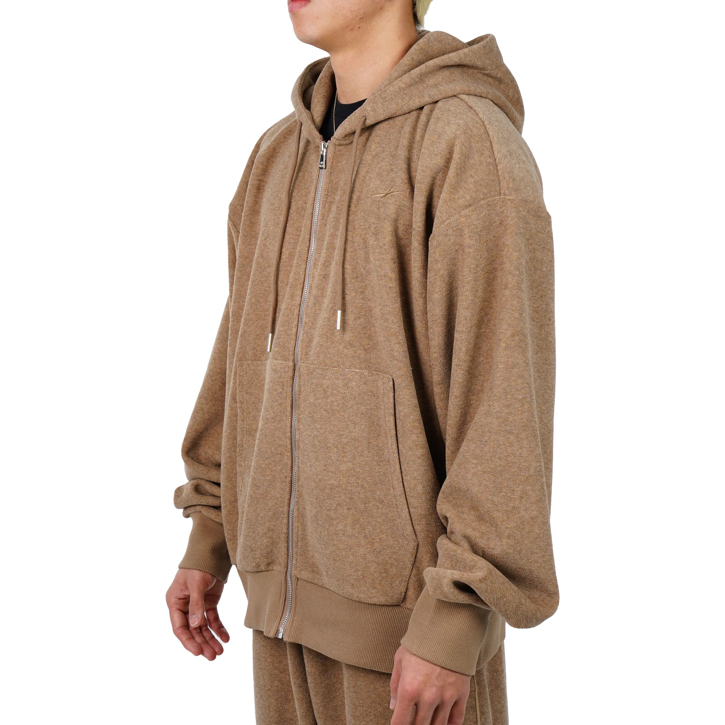Serious Player Only Zip Up Terry Hoodie-pearl Brown