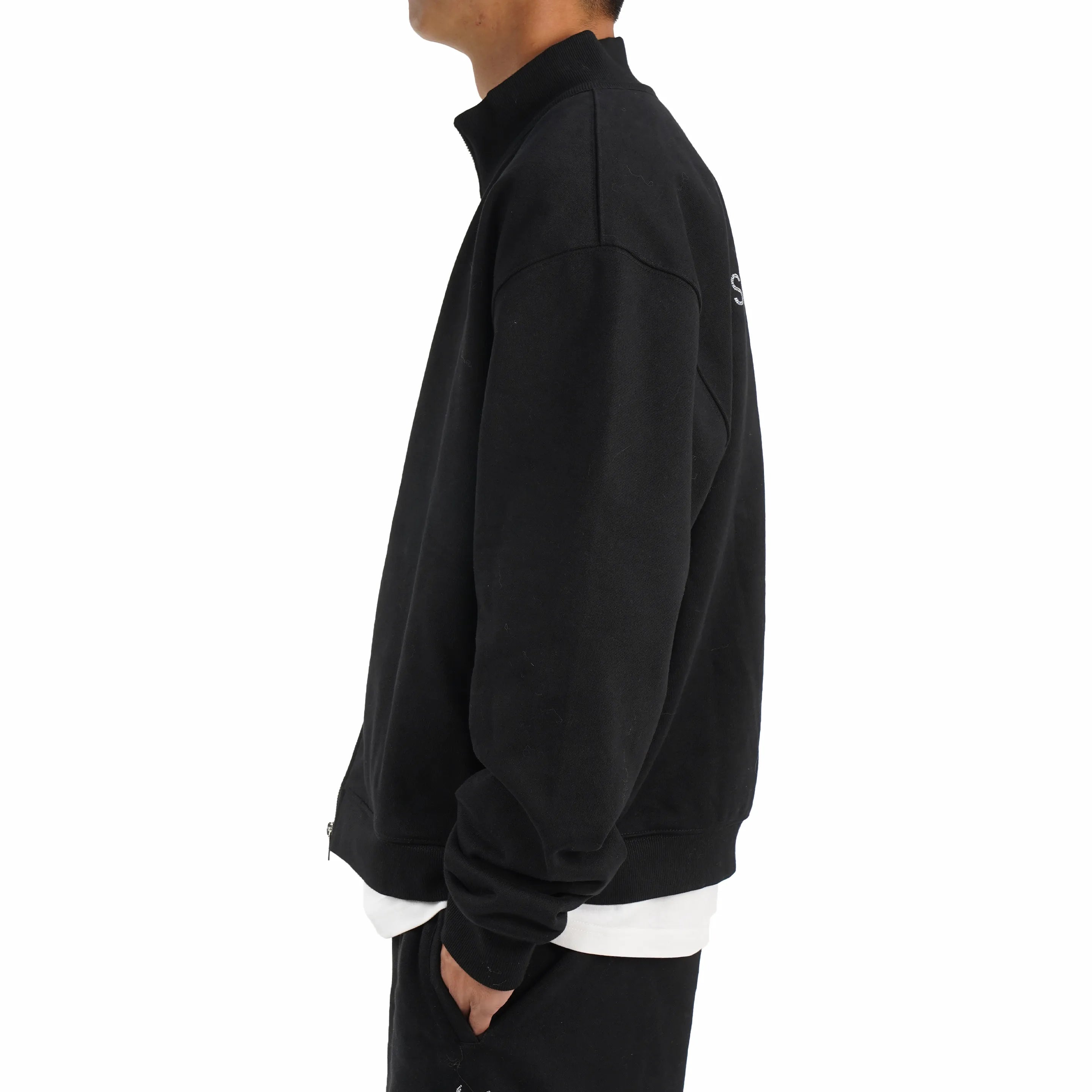 Serious Player Only Zip Up Crewneck Sweatshirt-Diamond Black