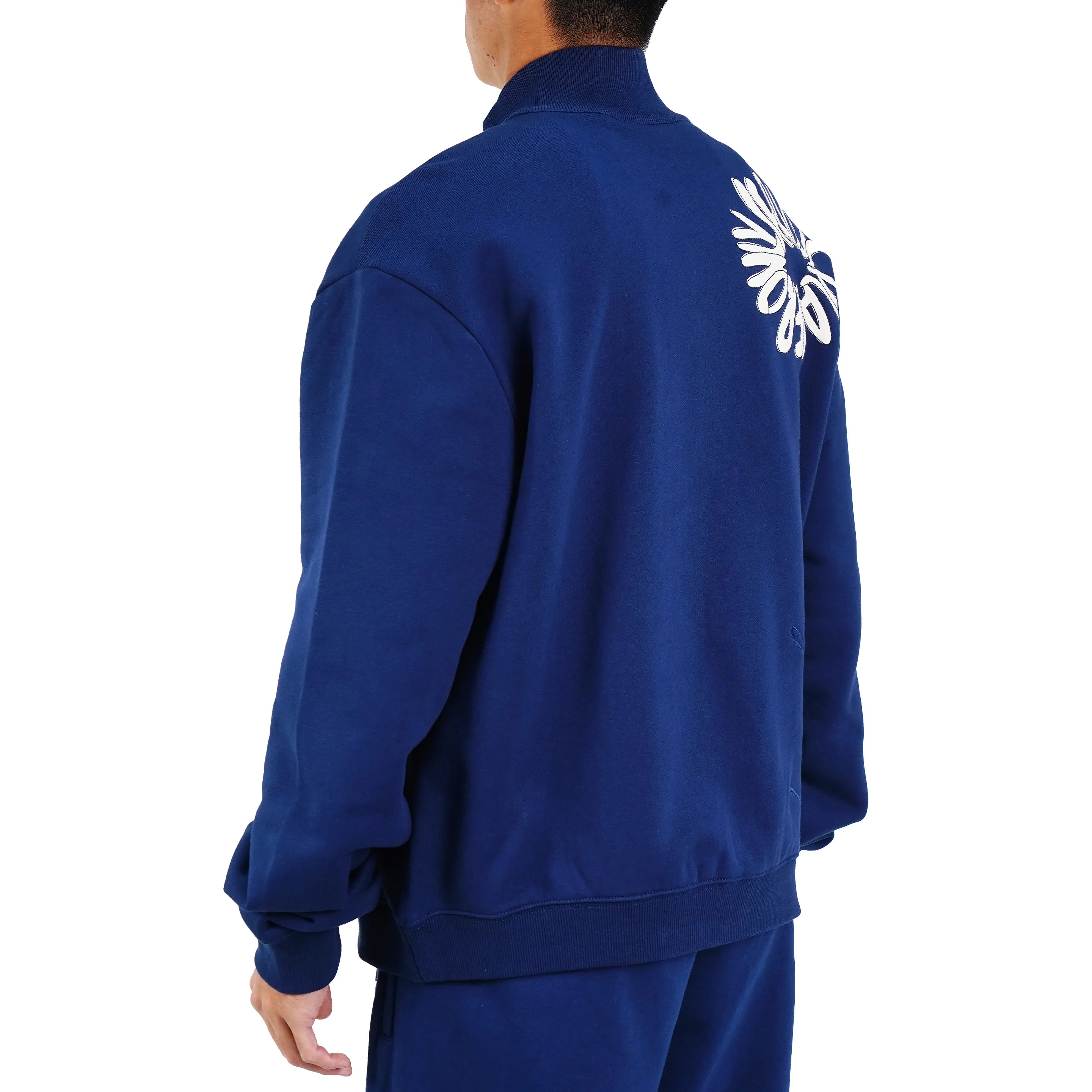Serious Player Only Zip Up Crewneck Sweatshirt Navy Blue