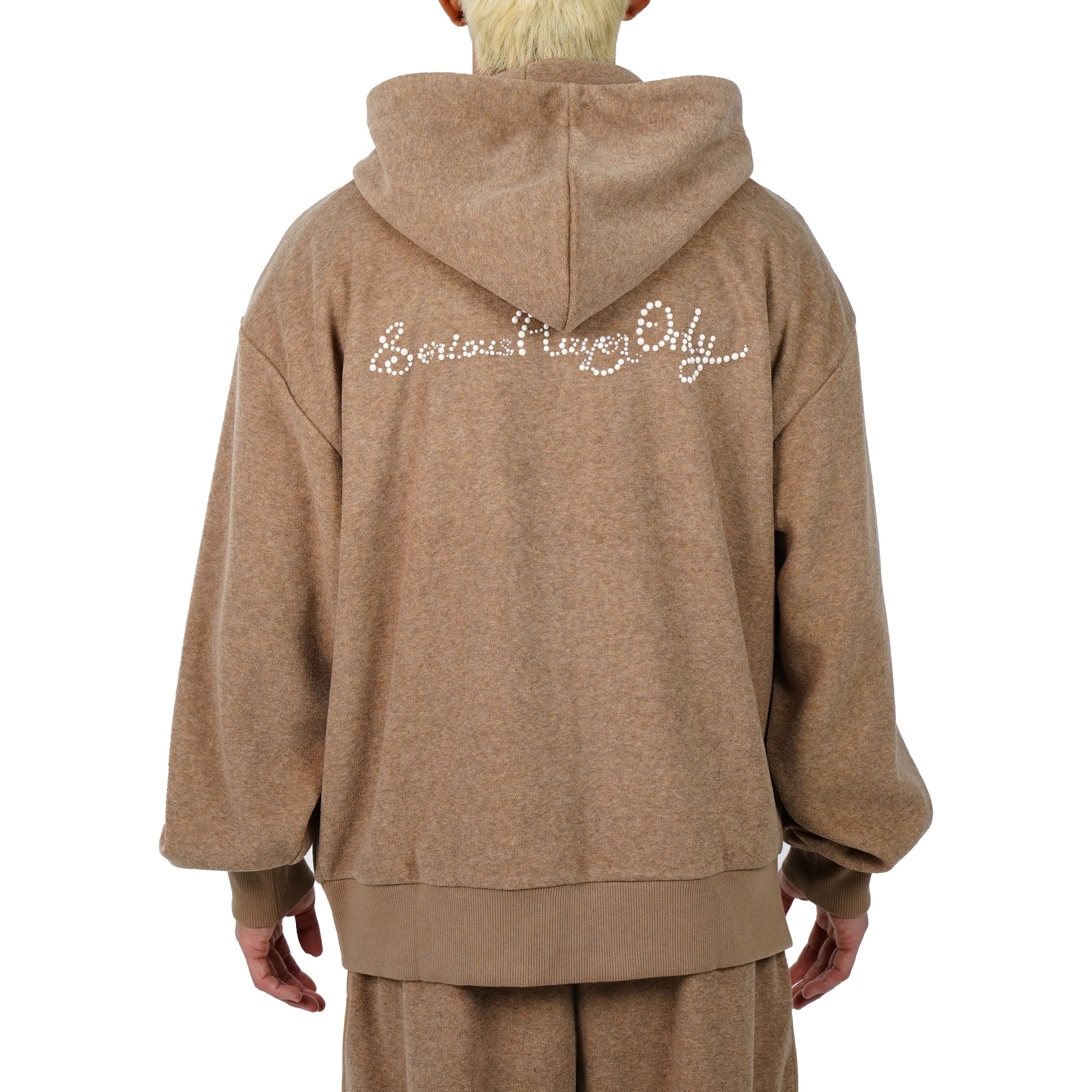 Serious Player Only Zip Up Terry Hoodie-pearl Brown