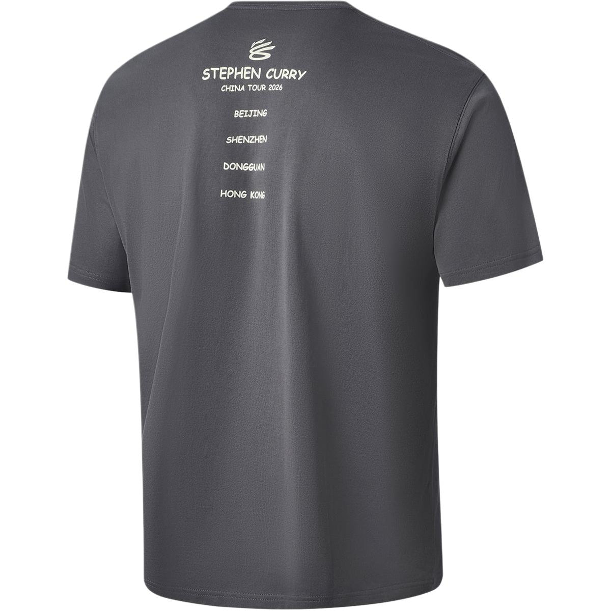 Li Ning Curry China Collection T Shirts Men's Meteorite Gray Shenzhen Crew Neck Moderate